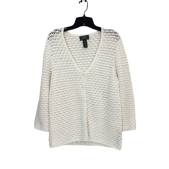 Lauren Ralph Lauren Hand Knit Women's Button Down Cardigan - M - Picture 1 of 5